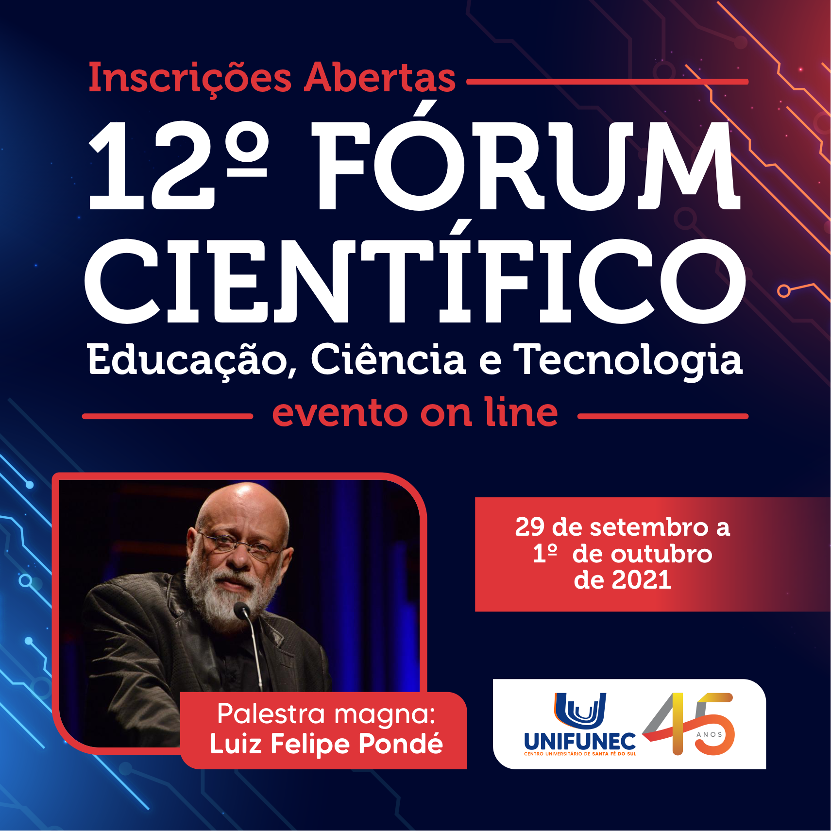 Estão abertas as inscrições para o 12º Fórum Científico do Unifunec